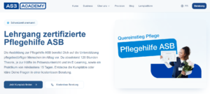 Website zum ASB Lehrgang "Pflegehilfe"